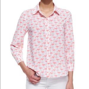 alice + olivia Willa Flamingo Print Top